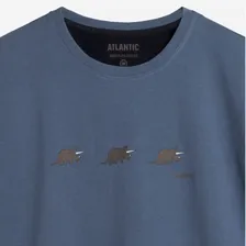 Пижама мужская голубая футболка с темно-синими шортами ATLANTIC Animal NMP-371